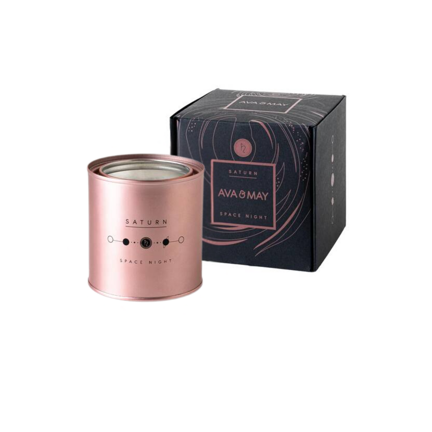 Lumânare parfumată AVA & MAY - Saturn, Space Night, Arome de lavandă, lemn de santal și o adiere subtilă de vanilie, 250g - Zaha Boutique