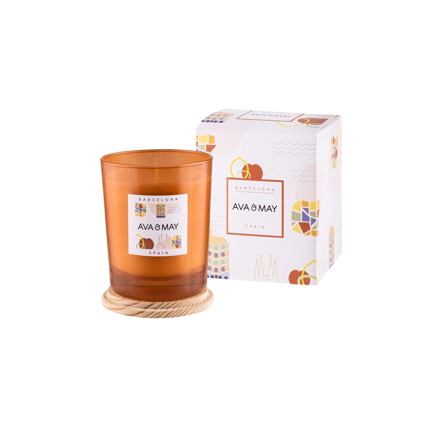 Lumânare parfumată AVA & MAY - Barcelona, Spain, Arome de zmeură, iasomie și o dulceață subtilă de bomboane, 180g - Zaha Boutique