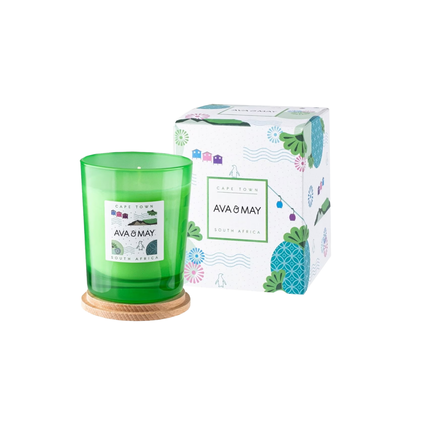 Lumânare parfumată AVA & MAY - Cape Town, South Africa, Arome de citrice, accente florale de bujor și o bază lemnoasă de cedru, 180g - Zaha Boutique