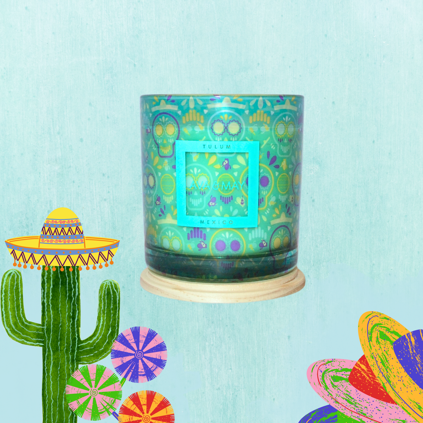 Lumânare parfumată AVA & MAY - Tulum, Mexico - Arome de citrice, accente florale de iasomie și ylang-ylang, 500g - Zaha Boutique