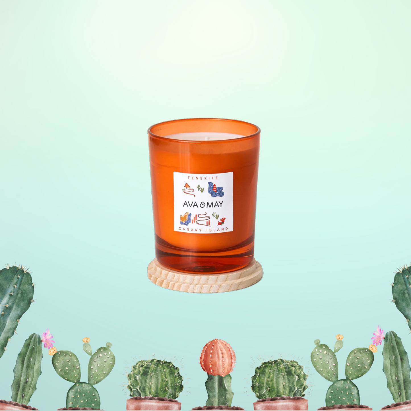 Lumânare parfumată AVA & MAY - Tenerife, Canary Island, Arome de bergamotă, note florale de lăcrămioare și accente calde de lemn de santal, 180g - Zaha Boutique