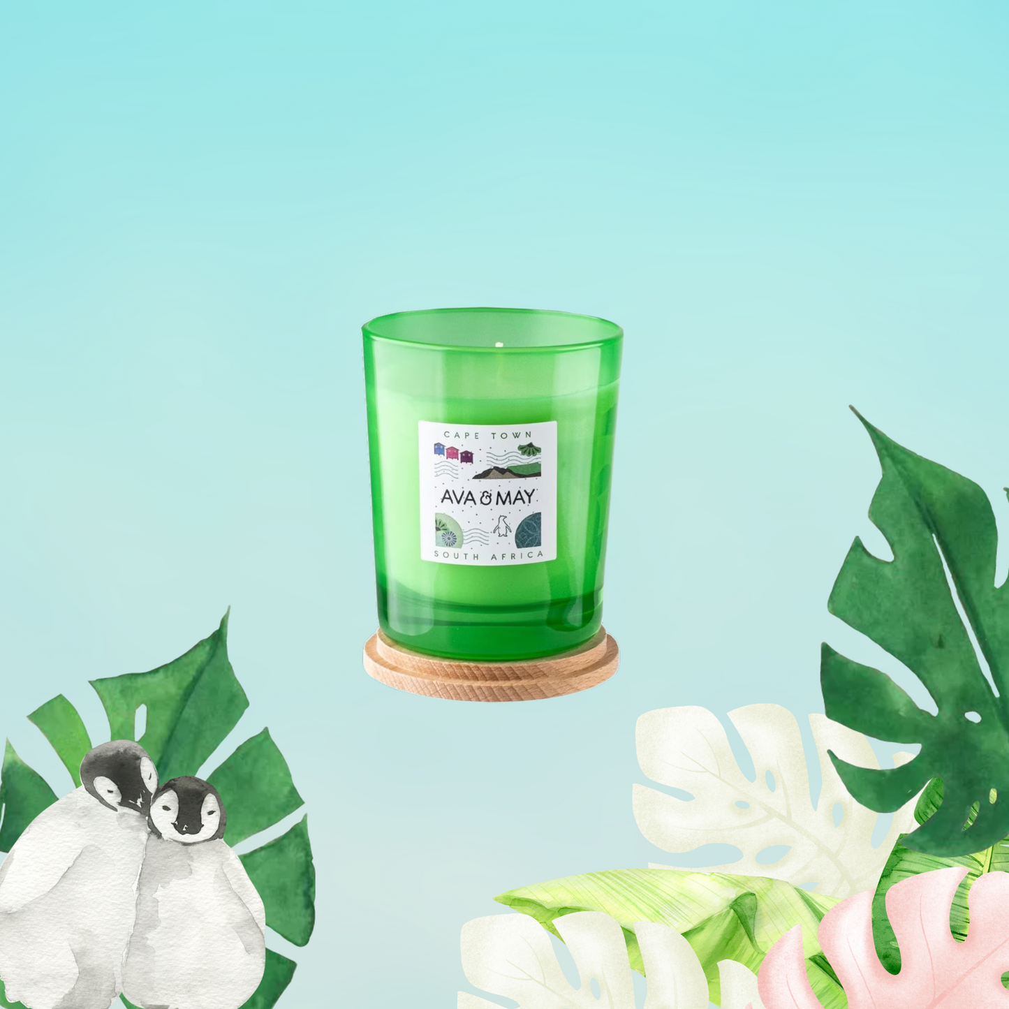 Lumânare parfumată AVA & MAY - Cape Town, South Africa, Arome de citrice, accente florale de bujor și o bază lemnoasă de cedru, 180g - Zaha Boutique