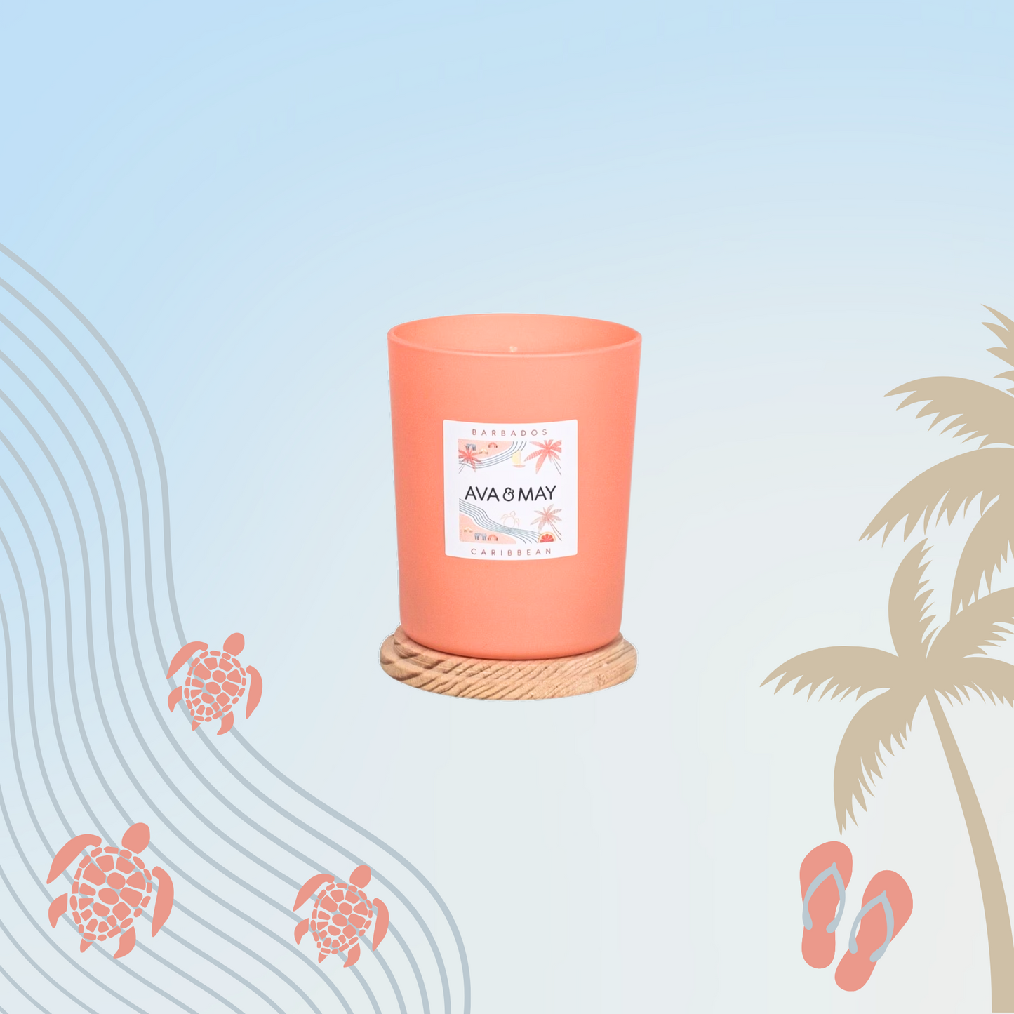 Lumânare parfumată AVA & MAY - Barbados, Caribbean, Arome de lime, iasomie și lemn de santal, 180g - Zaha Boutique