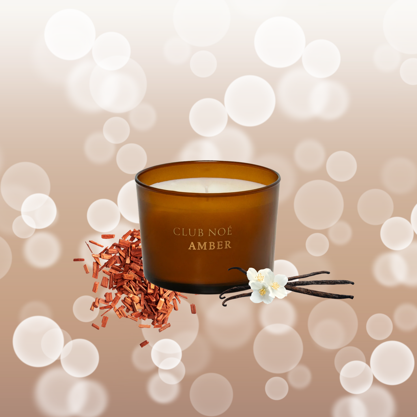 Lumânare parfumată AVA & MAY CLUB NOÉ AMBER 150g cu arome de ambră, lemn de santal și vanilie