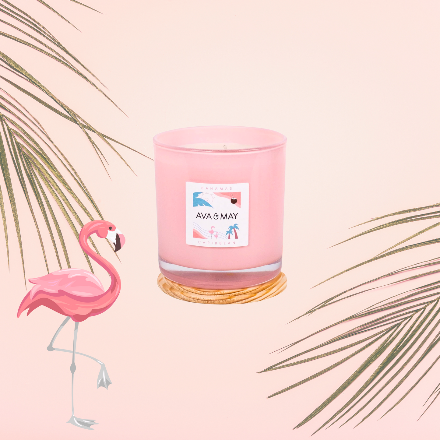 Lumânare parfumată AVA & MAY Bahamas, Caribbean 500g – Arome exotice de cocos, vanilie și flori tropicale