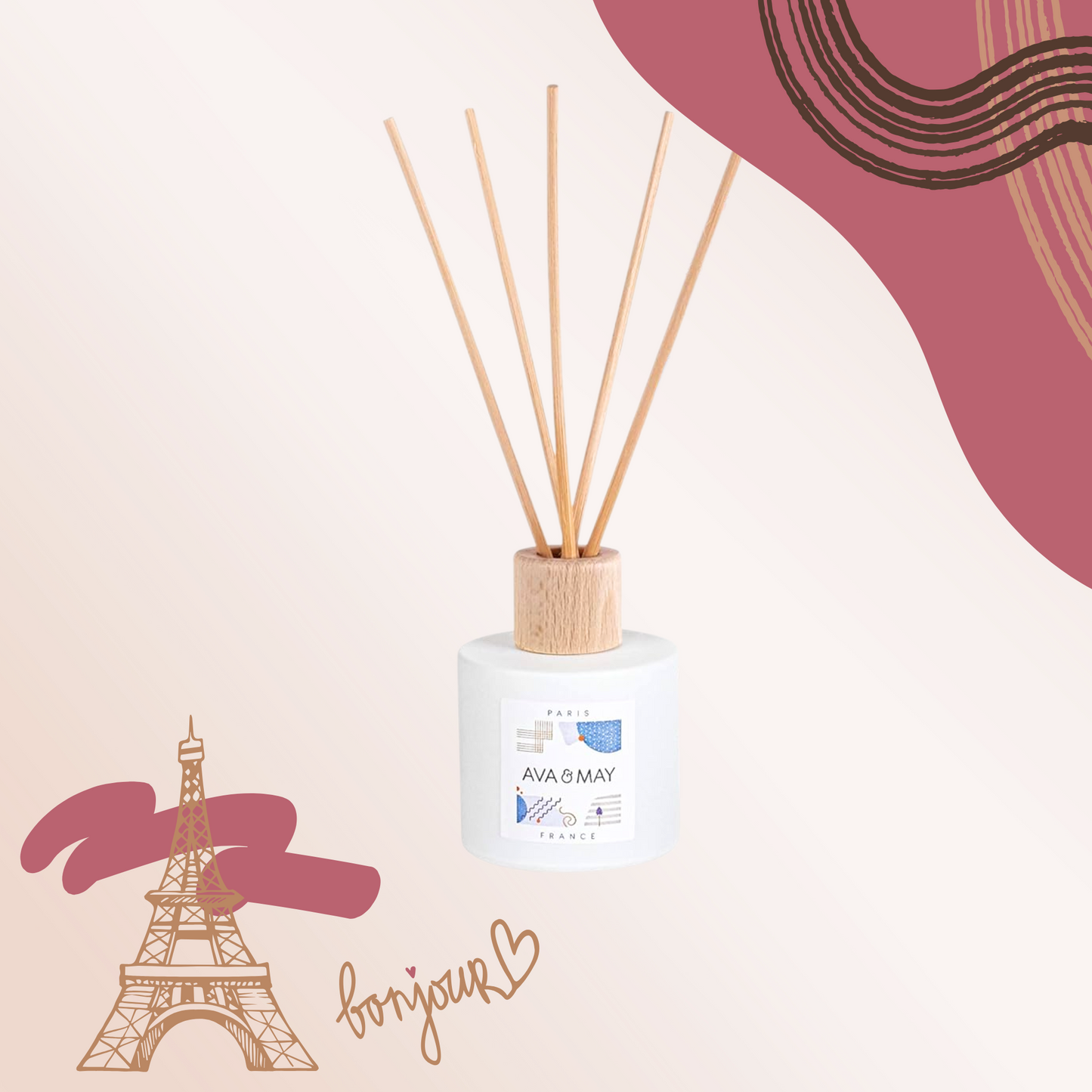 Parfum de cameră AVA & MAY Paris 100ml cu arome de bergamotă și iasomie