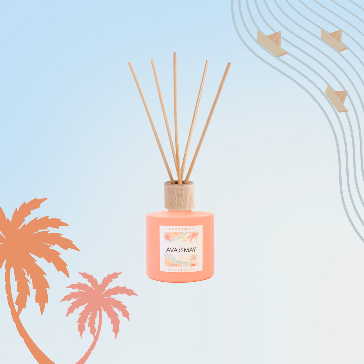 Parfum de cameră AVA & MAY Barbados 100ml cu arome tropicale de nucă de cocos, vanilie și floare de tiare