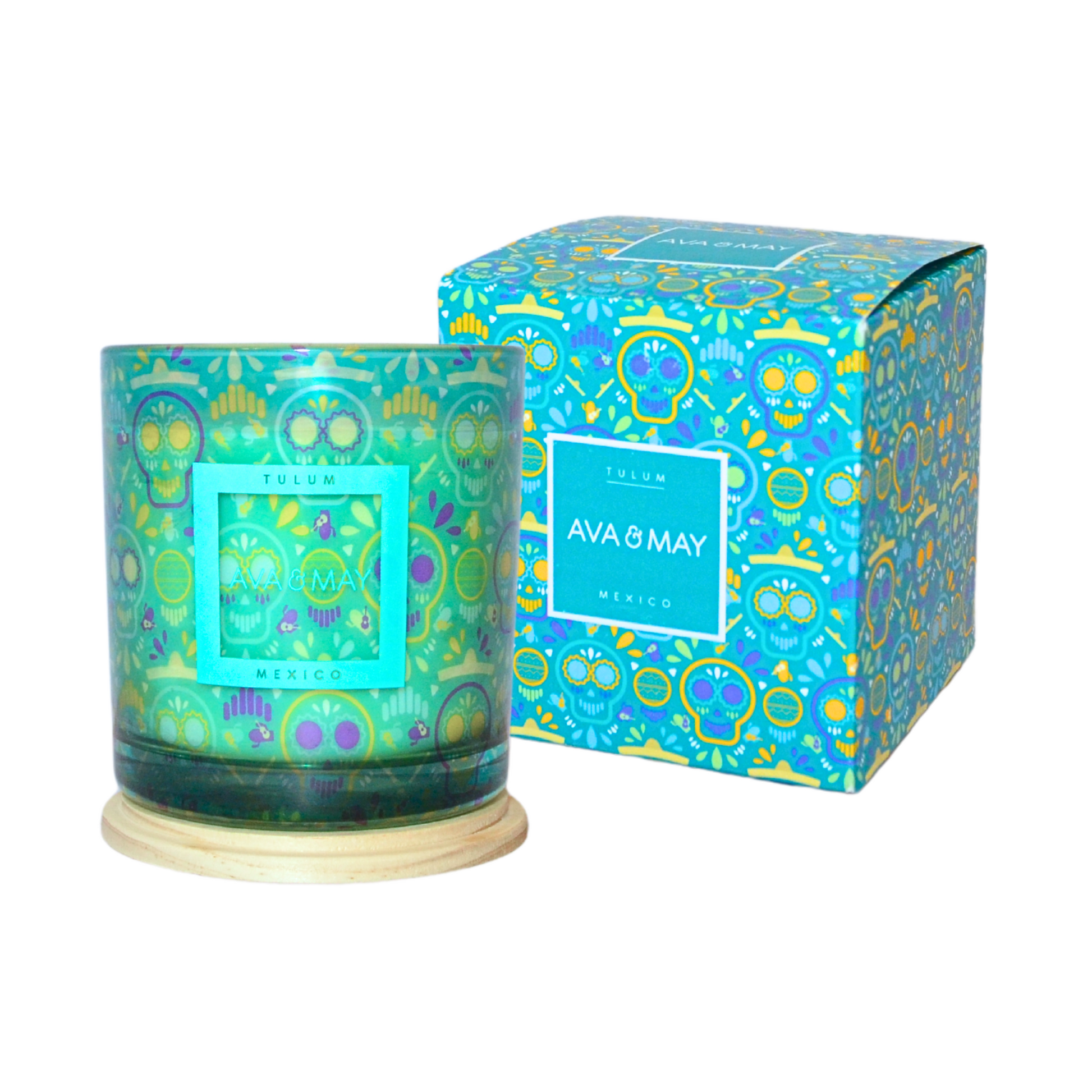 Lumânare parfumată AVA & MAY - Tulum, Mexico - Arome de citrice, accente florale de iasomie și ylang-ylang, 500g - Zaha Boutique