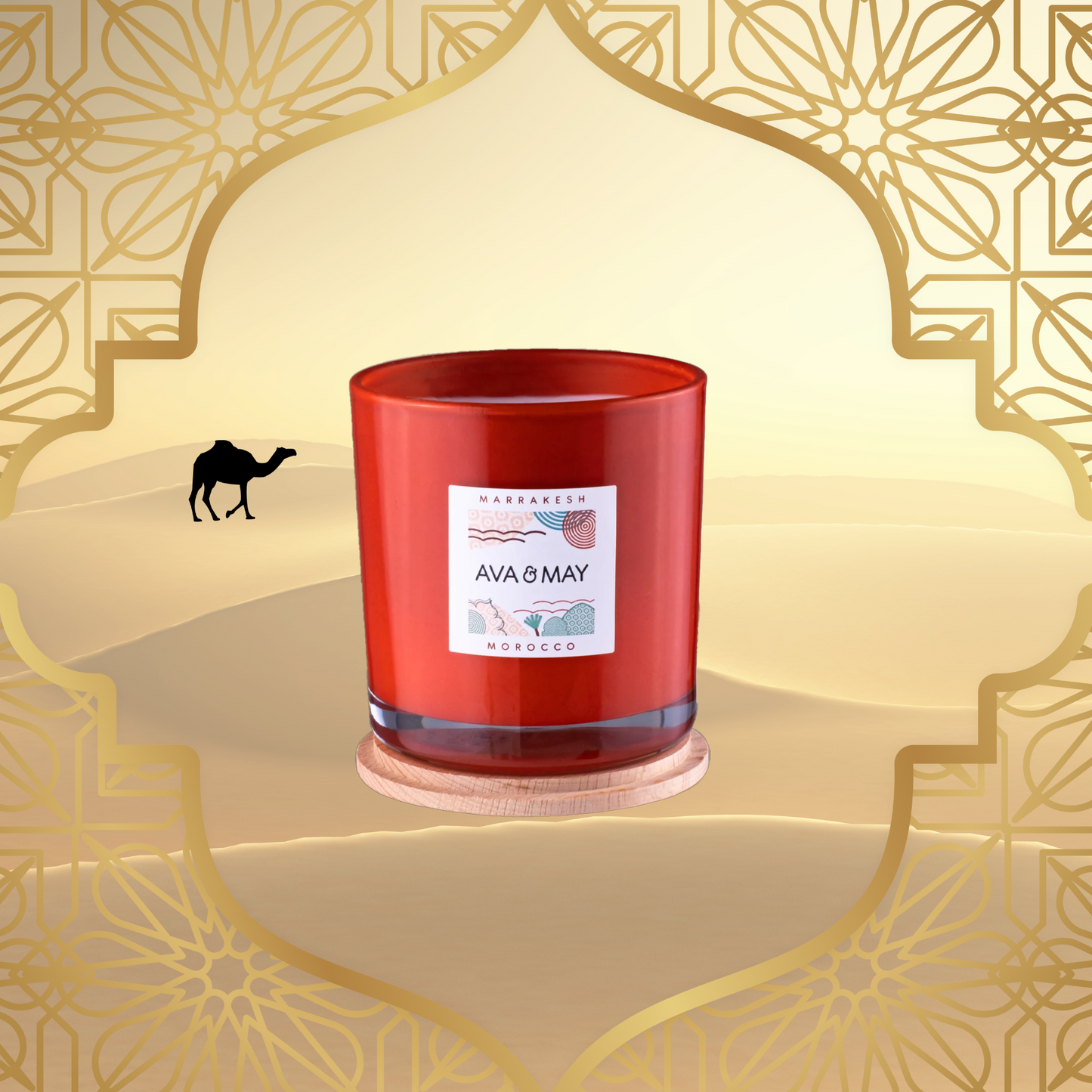 Lumânare parfumată AVA & MAY - Marrakesh, Morocco - Arome de migdală, lemn de santal și scorțișoară, 500g - Zaha Boutique