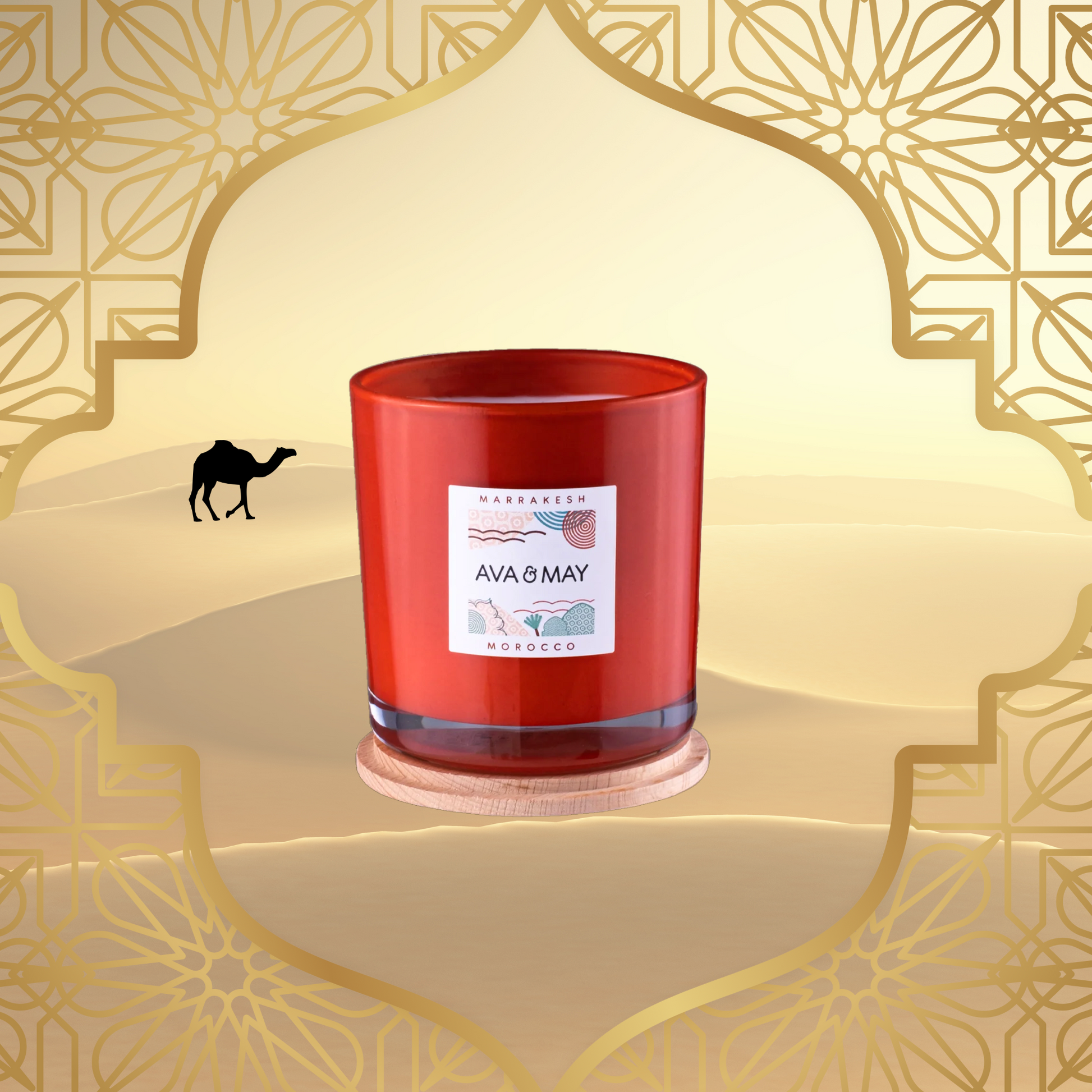 Lumânare parfumată AVA & MAY - Marrakesh, Morocco - Arome de migdală, lemn de santal și scorțișoară, 500g - Zaha Boutique