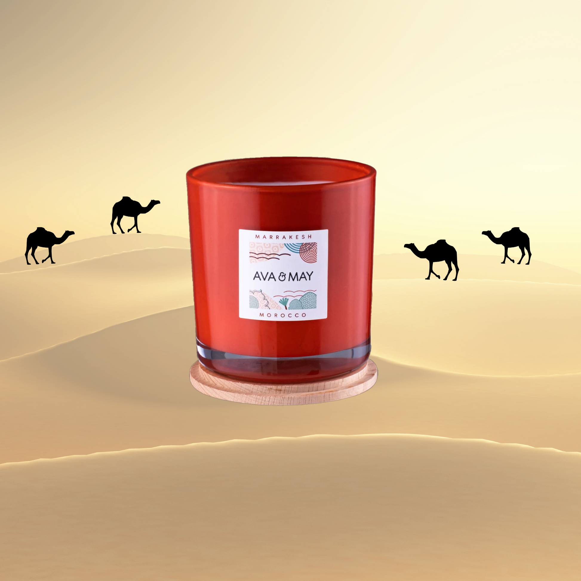 Lumânare parfumată AVA & MAY - Marrakesh, Morocco - Arome de migdală, lemn de santal și scorțișoară, 500g - Zaha Boutique