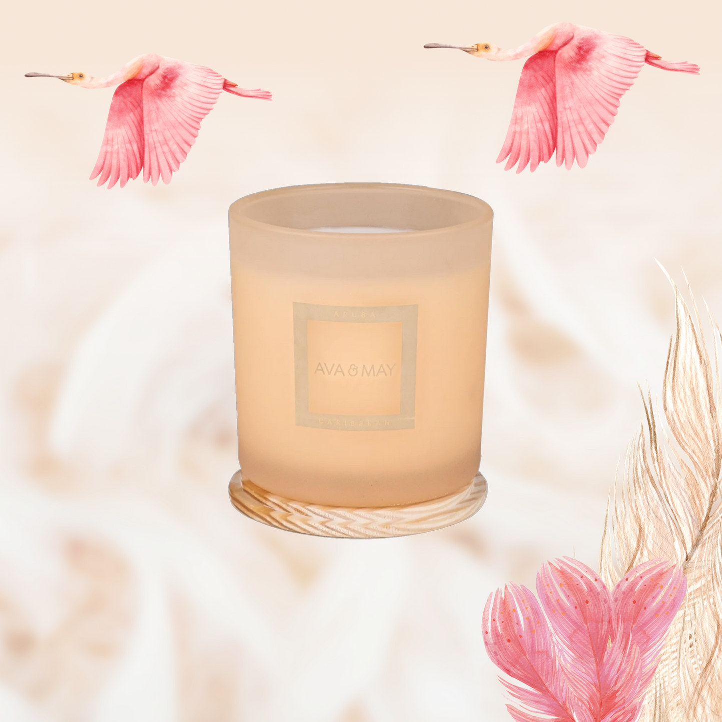 Lumânare Parfumată AVA & MAY Aruba - Aromă Exotică Litchi, Magnolie & Vanilie, 500g