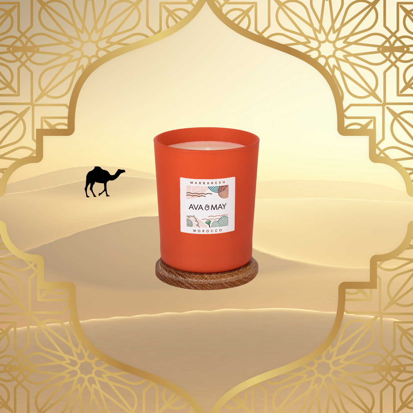 Lumânare parfumată AVA & MAY Marrakesh 180g cu arome de scorțișoară, lemn de santal și migdale.